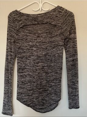Wilfred Black and White Marled Long Sleeve Scoop Neck Sweater